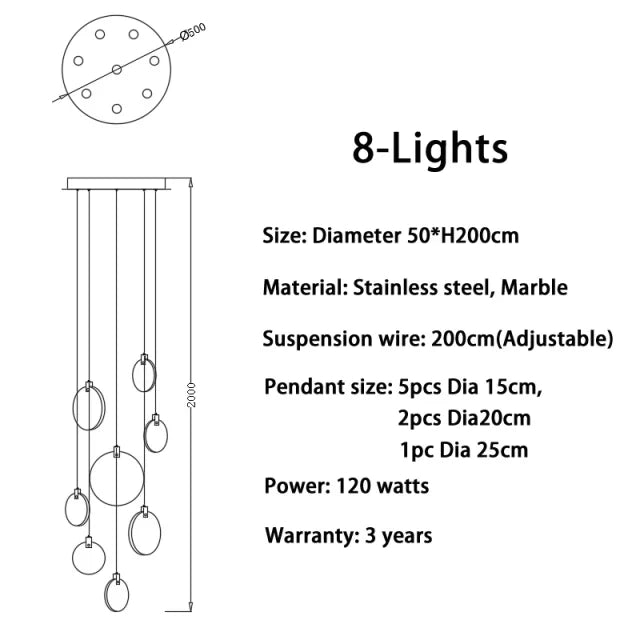 Afralia™ LED Marble Ceiling Pendant Lamp, Modern Interior Lighting for Living Room