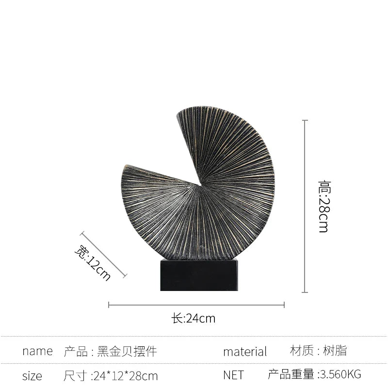 Afralia™ Golden Ring Black and White Striped Abstract Resin Figurines Home Decor