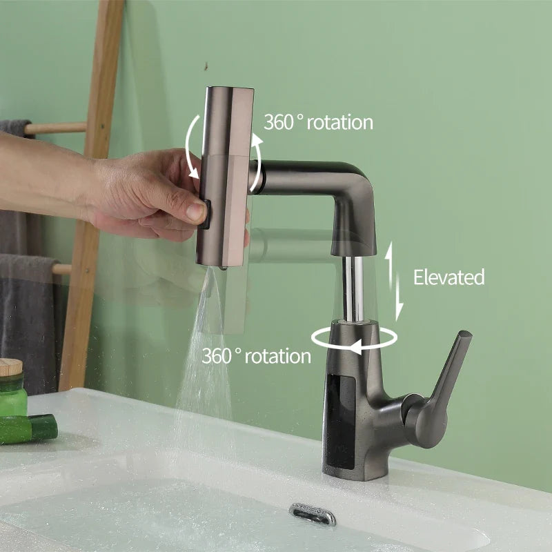 Afralia™ Digital Display Waterfall Basin Faucet Cold Hot Mixer Rotating Sink Tap