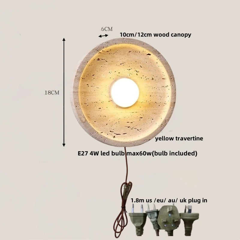 Afralia™ Yellow Cave Stone LED Wall Sconce with Pull Chain, Modern Glass Stair Light