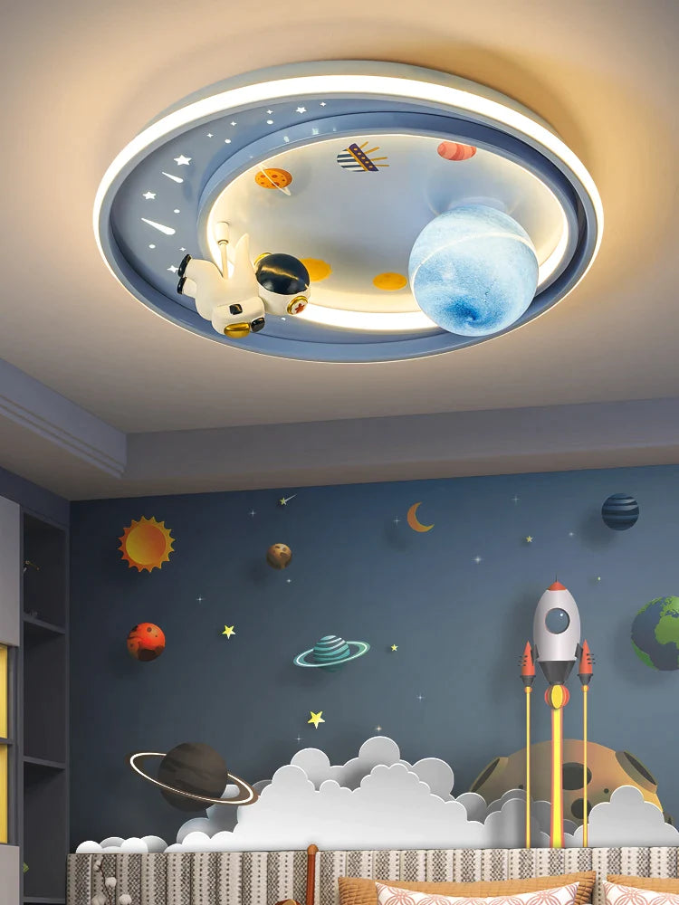 Afralia™ Astronaut Astros Planet Ceiling Light for Child's Bedroom