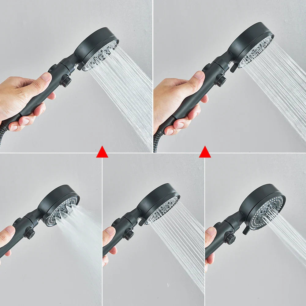 Afralia™ Thermostatic Shower Set: Black/Chrome Brass Mixer Valve Handle Spray Bathroom Accessories