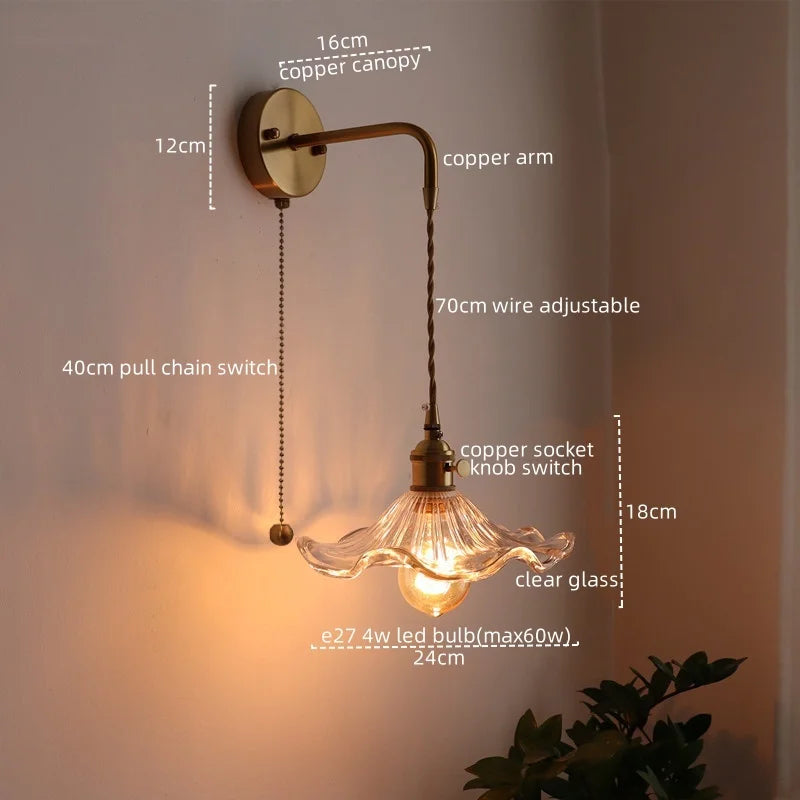 Afralia™ LED Copper Wall Light for Bathroom Mirror and Hallway - Glass Luminaria De Parede