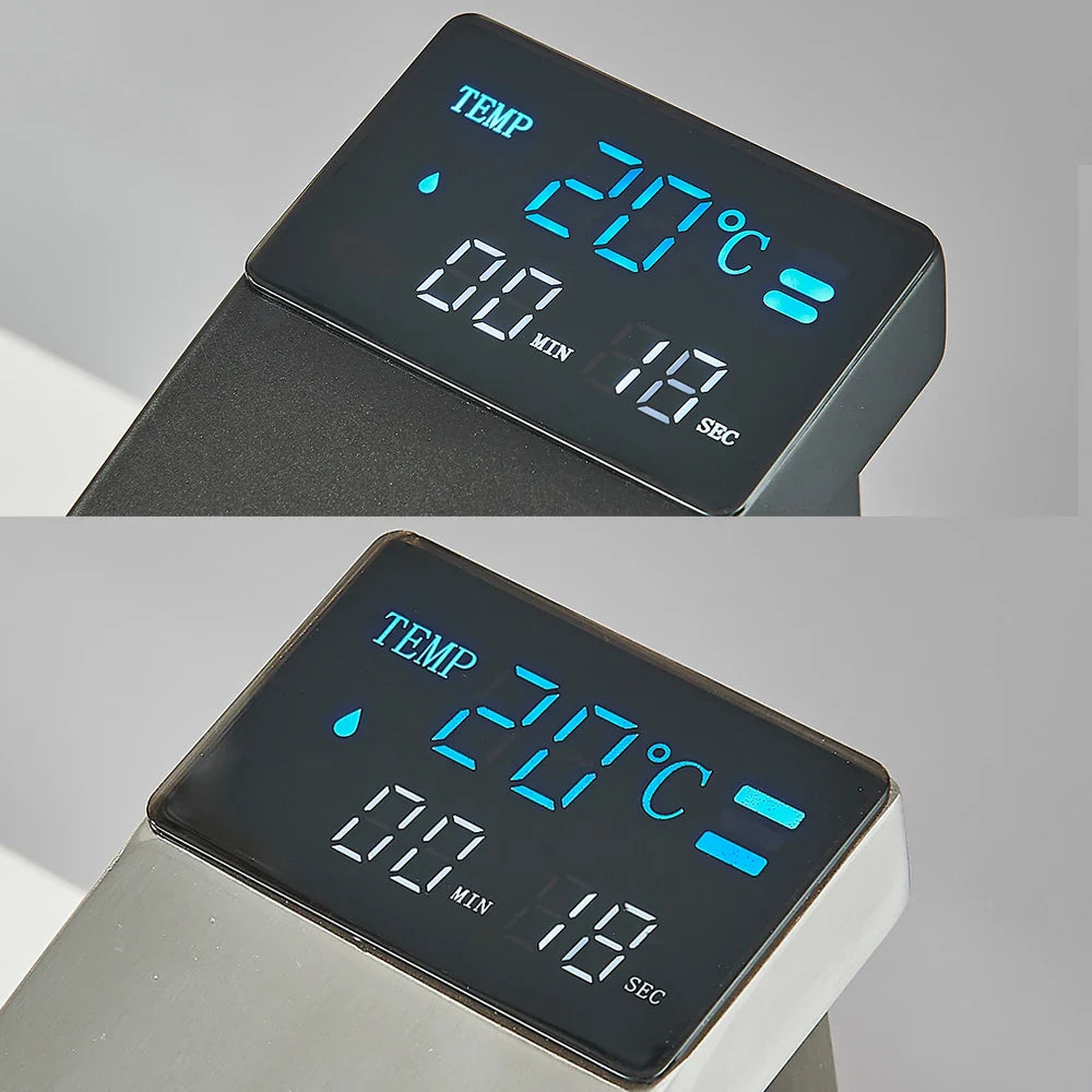 Afralia™ Brass Waterfall Bathroom Faucet Basin Taps with Temperature Display