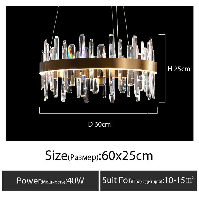 Afralia™ K9 Luxury Pendant Chandelier: Elegant Indoor LED Lighting for Kitchen, Living Room & Bedroom.