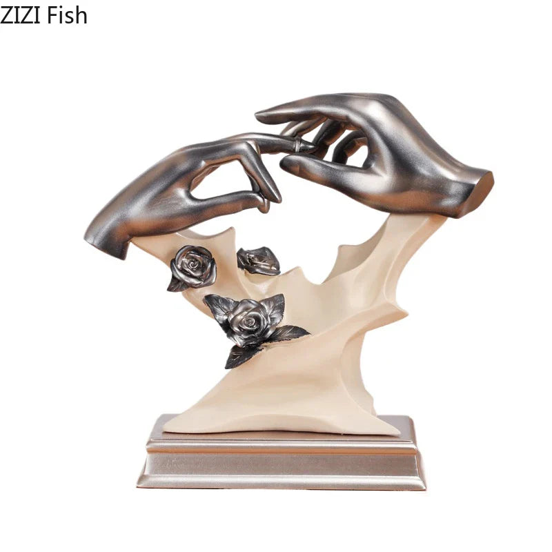 Afralia™ Couples Rings Statue Desk Decoration Resin Crafts Room Decor