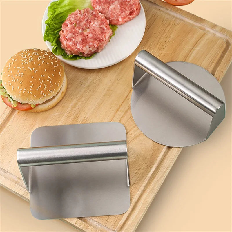 Afralia™ Stainless Steel Smash Burger Press for Flat Top Grills, Round/Square Hamburger Meat Press