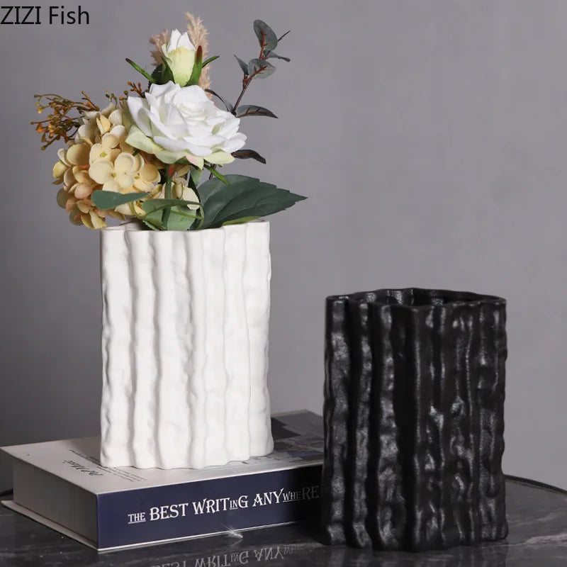 Afralia™ Glacial Ceramic Vase: Hydroponic Flower Pots, Desk Decoration, Room Aesthetic Decor