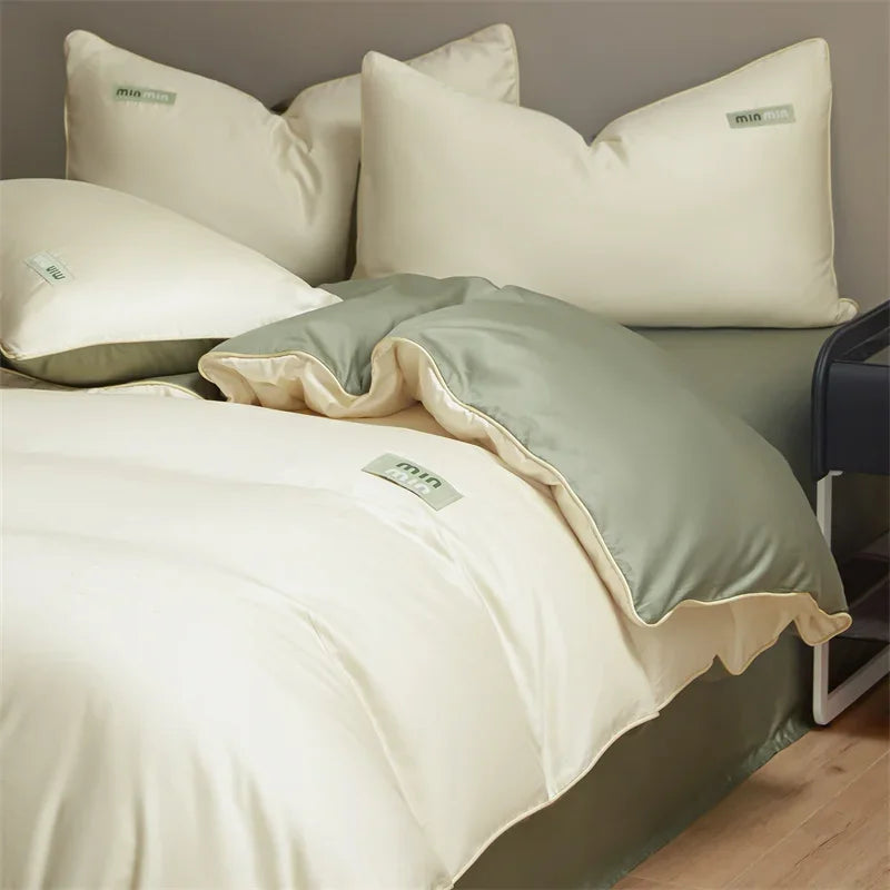 Afralia™ 100% Egyptian Cotton Solid Color Bedding Set - Queen King Single Size