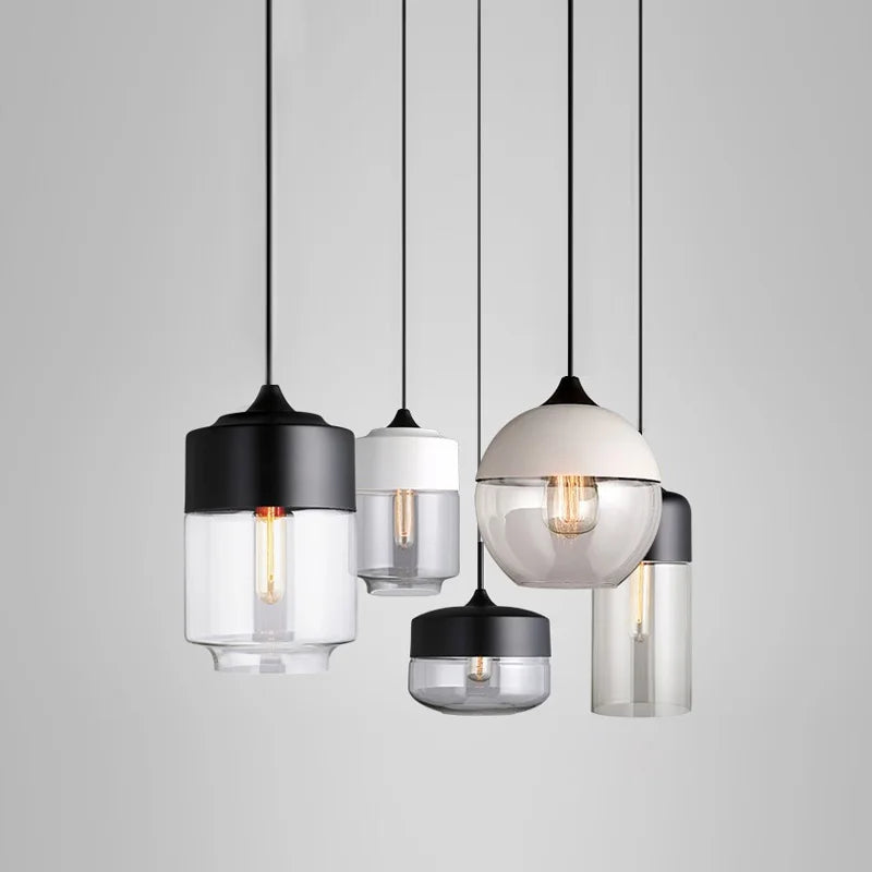 Afralia™ Black Glass Pendant Lights: Modern Nordic Chandelier for Dining Room, Kitchen, Bedroom, and Restaurant