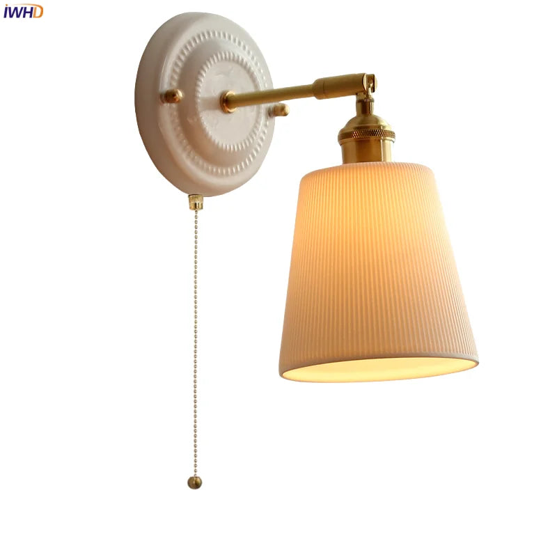 Afralia™ Striped Ceramic LED Wall Sconce: Modern Nordic Interior Light