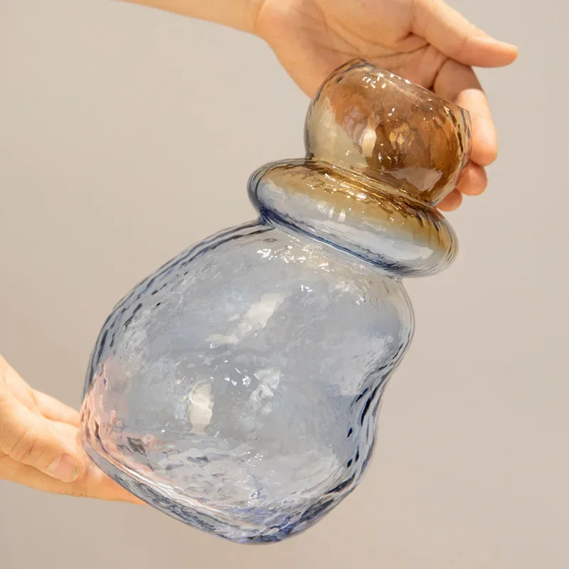 Afralia™ Gourd Shape Gradient Glass Vase Irregular Rockery Terrarium Home Decoration