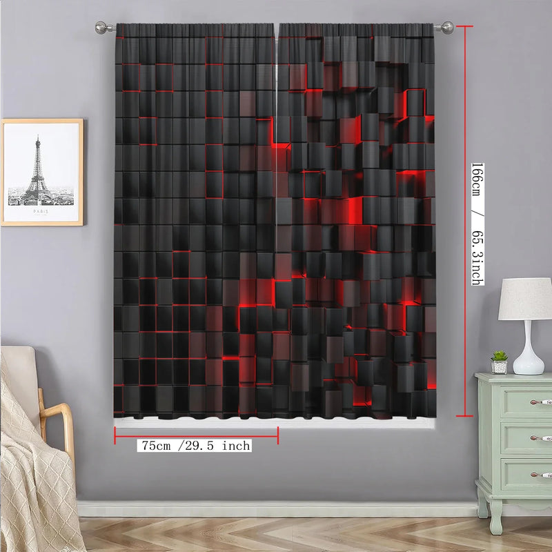 Afralia™ Red Rod Pocket Curtains for Home Decoration, Kitchen, Coffee Shop, Living Room