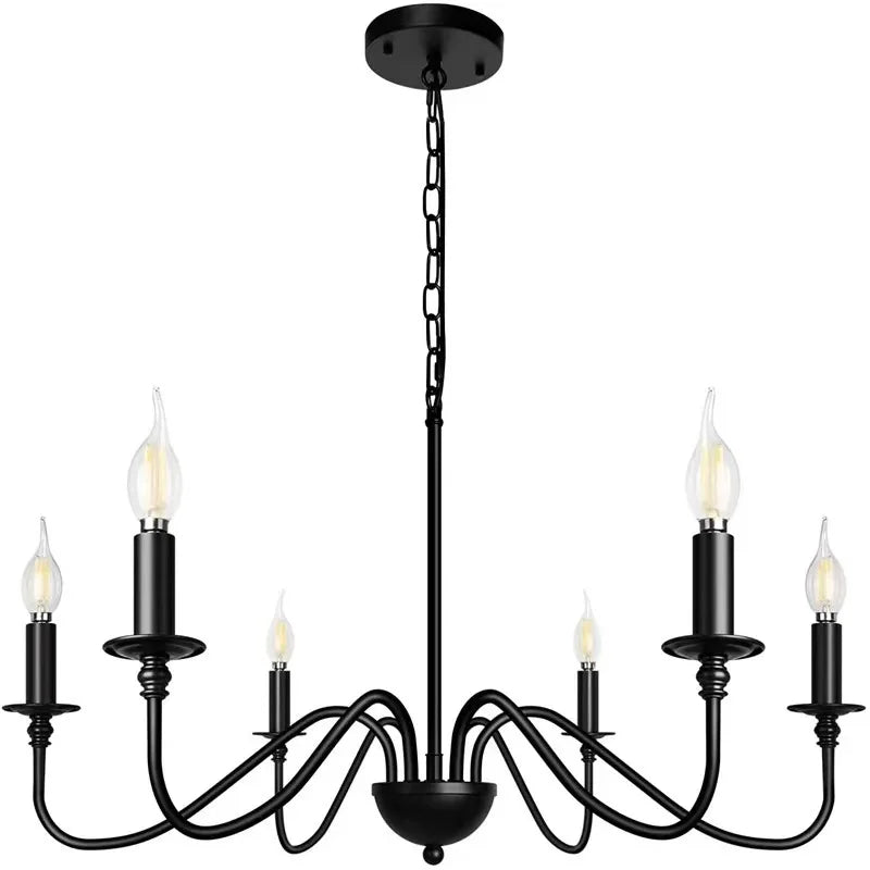 Afralia™ Classic Iron Chandelier for Dining Room Bedroom Foyer - Black Minimalist Hanglamp