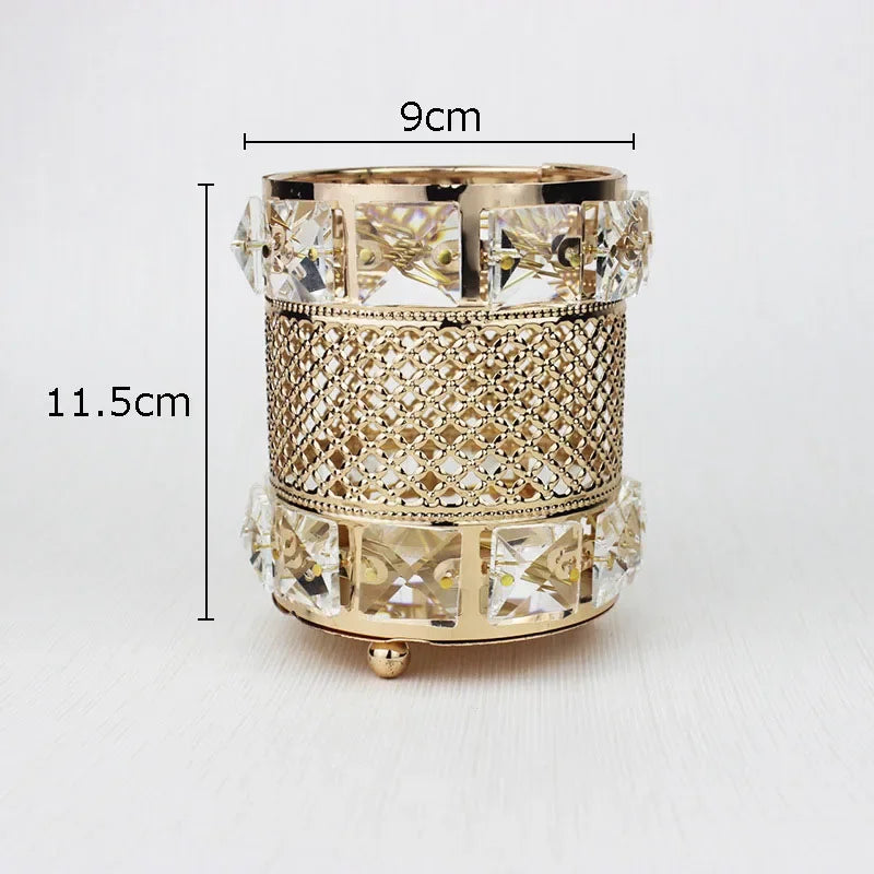 Afralia™ Gold Plated Hollow Glass Jar: Elegant Makeup Brush & Pen Holder
