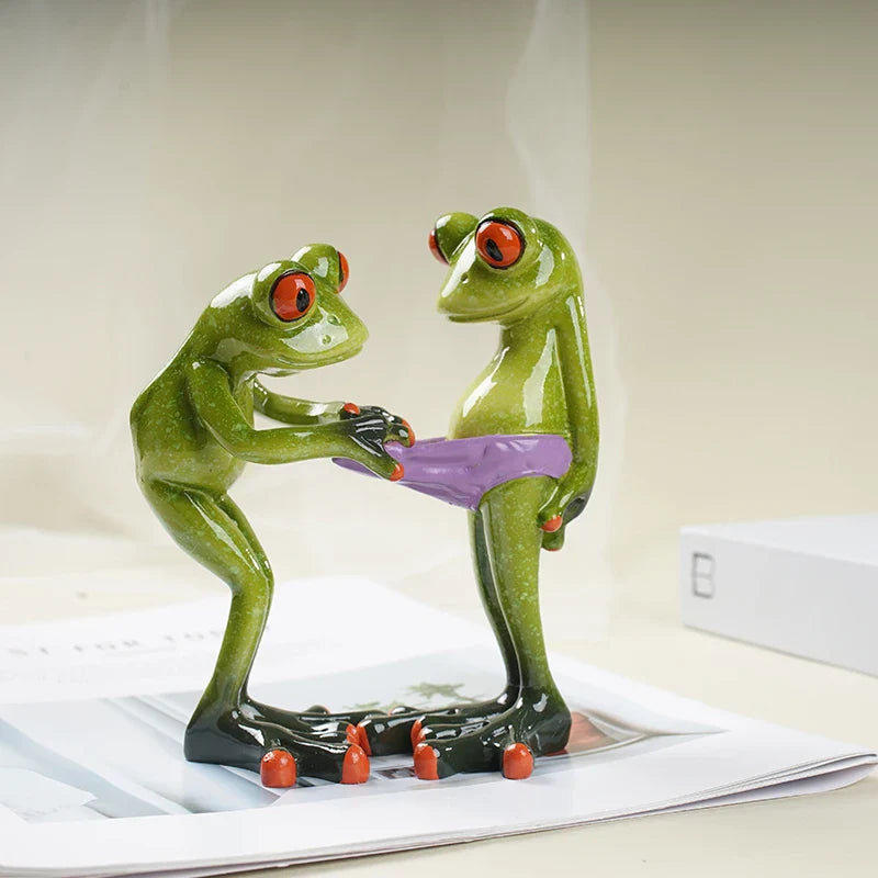 Afralia™ Funny Frog Couple Resin Decor | Wedding Gift | Valentine's Day Ornament