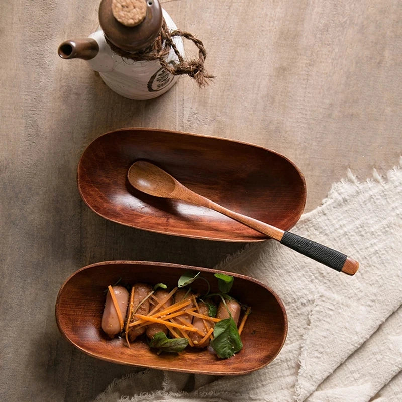 Afralia™ Japanese Style Solid Wood Dried Fruit Dish - Exquisite Tableware