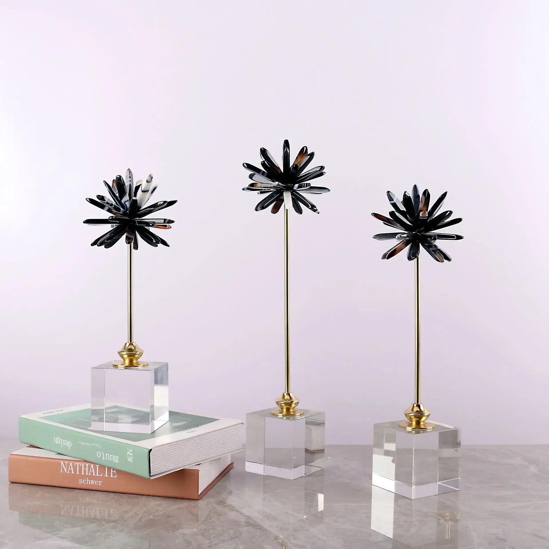 Afralia™ Crystal Agate Handmade White Flower Home Decor Figurine