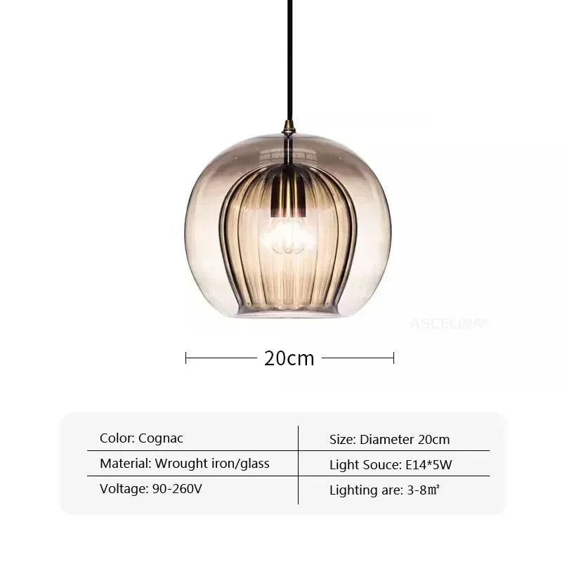 Afralia™ Nordic Glass Pendant Light LED Hanging Lamp for Home Indoor Decor