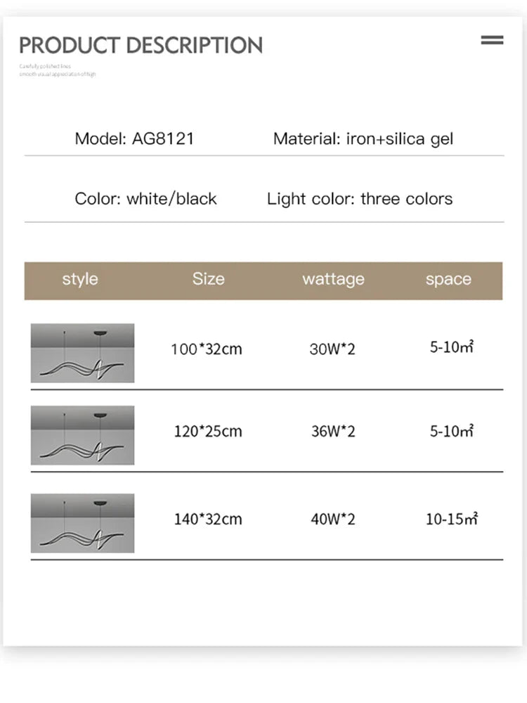 Afralia™ Minimalist Black White LED Chandelier for Kitchen Bar Office Modern Linearity