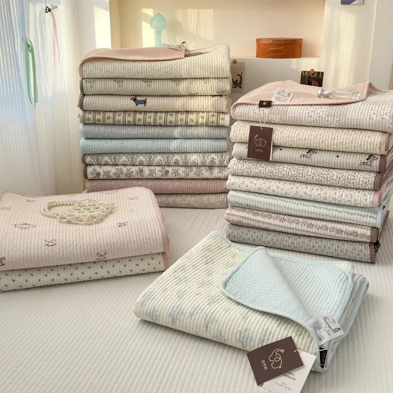 Afralia™ Double-Sided Cotton Bed Cover Quilted Tatami Mat, Soft & Anti-Slip Mattress