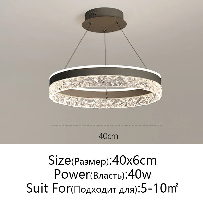 Afralia™ Crystal Rings LED Chandelier Black&White Frame