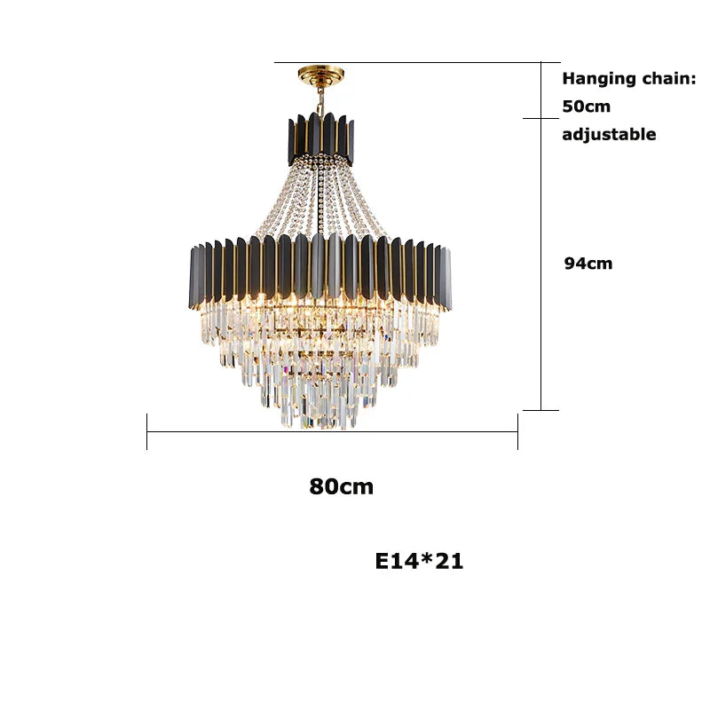 Afralia™ Crystal LED Chandelier Black Gold Finish for Dinning Room