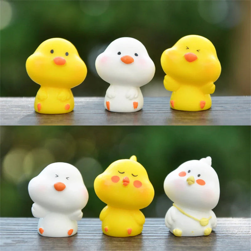 Afralia™ Mini White Yellow Chick Resin Fairy Garden Ornament for Doll House Decor