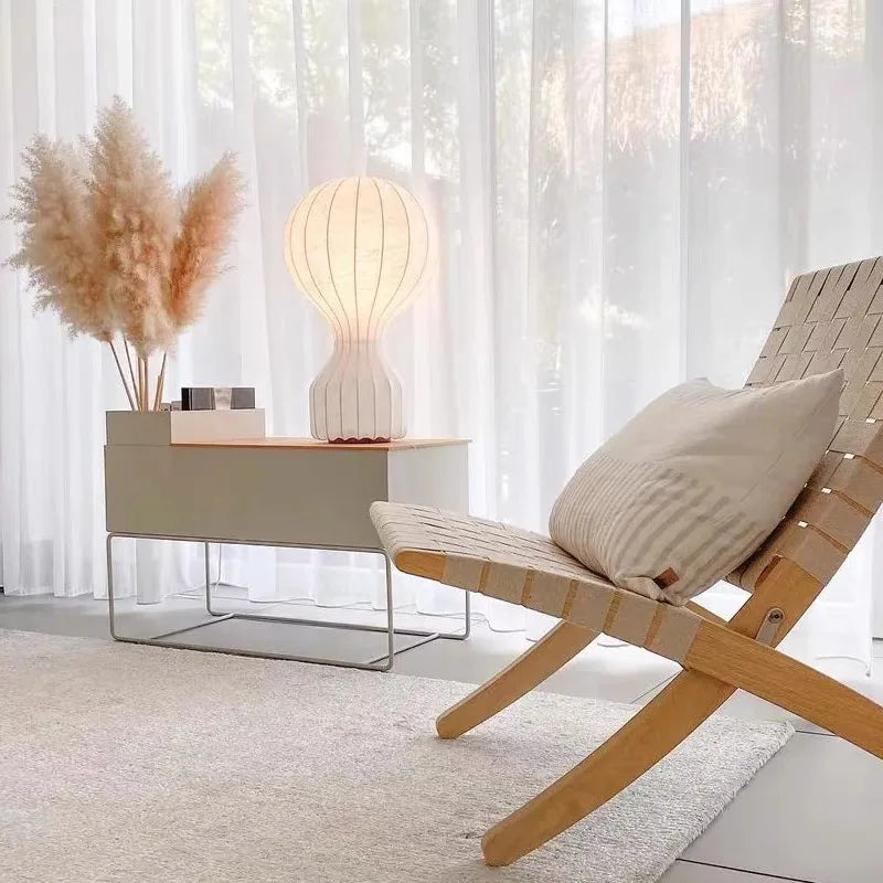 Afralia™ Gatto Cocoon Silk Table Lamp: Minimalist Japanese Art for Bedroom, Study, Hotel, Showroom