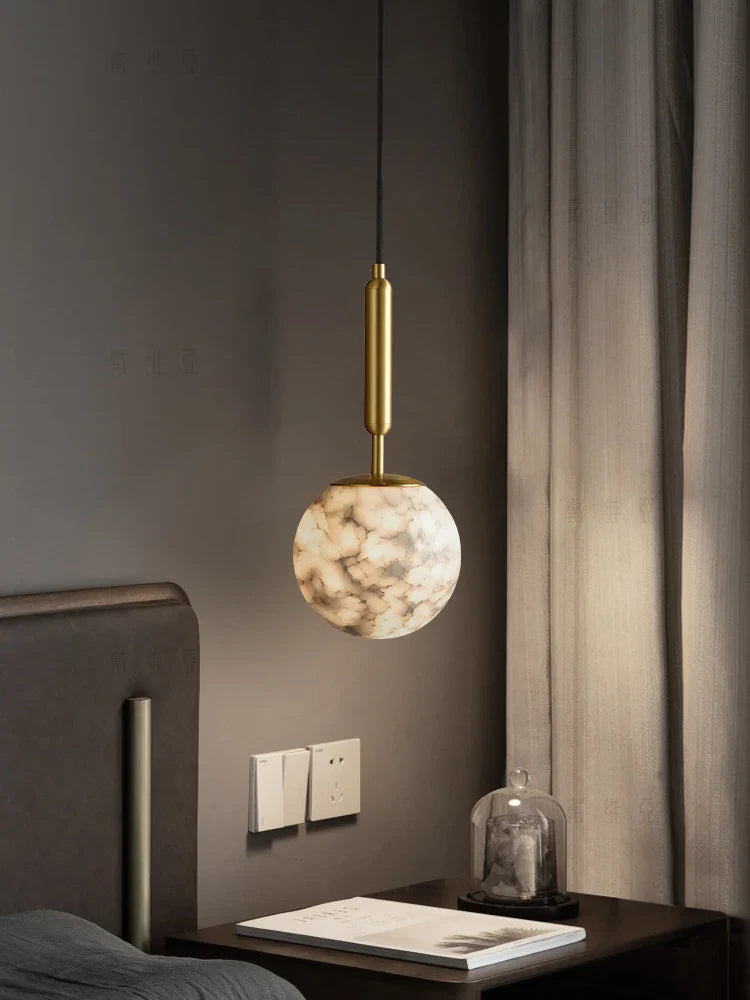 Afralia™ Marble Ball Pendant Lights: Elegant LED Hanging Lamps for Home, Dining, Kitchen.