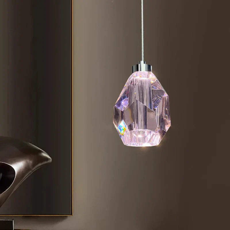 Afralia™ Pink Crystal Pendant Lights: Modern Sleek LED Luxury Elegance Hanging Lamps