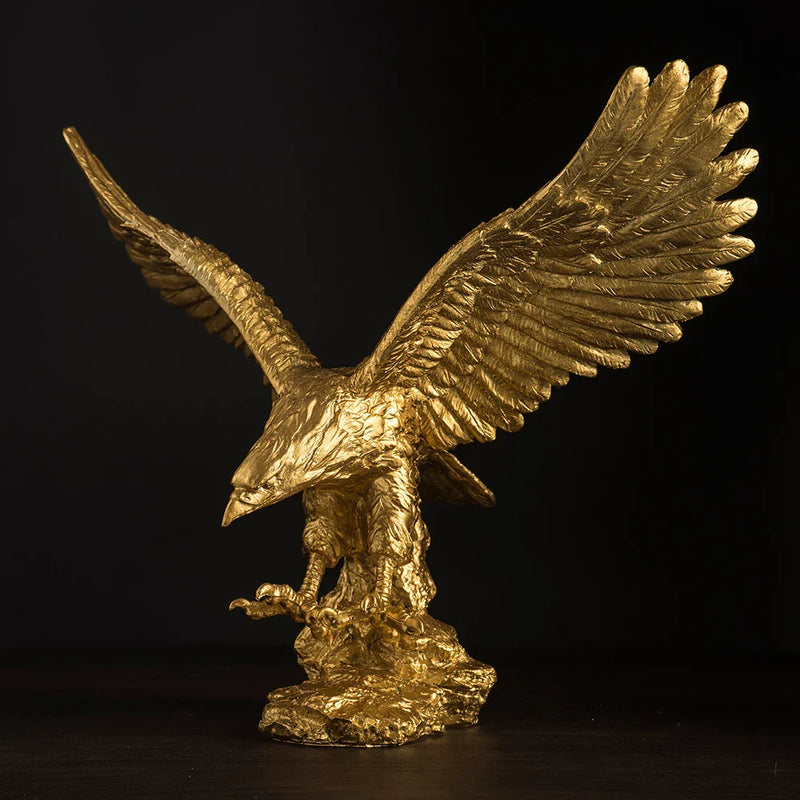 Afralia™ Resin Golden Eagle Statue Figurine Collection for Home Office Decor