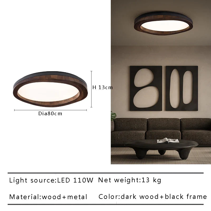 Afralia™ Modern Solid Wood LED Ceiling Light Fixture for Home Decor