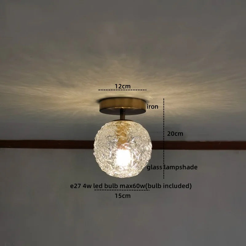 Afralia™ Amber Glass LED Ceiling Lights Modern Home Lighting Copper Socket