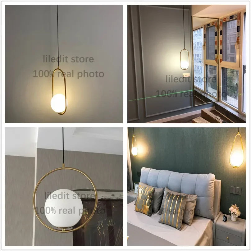 Afralia™ Modern Minimalist Metal Pendant Light Glass Ball Kitchen Living Room Decor