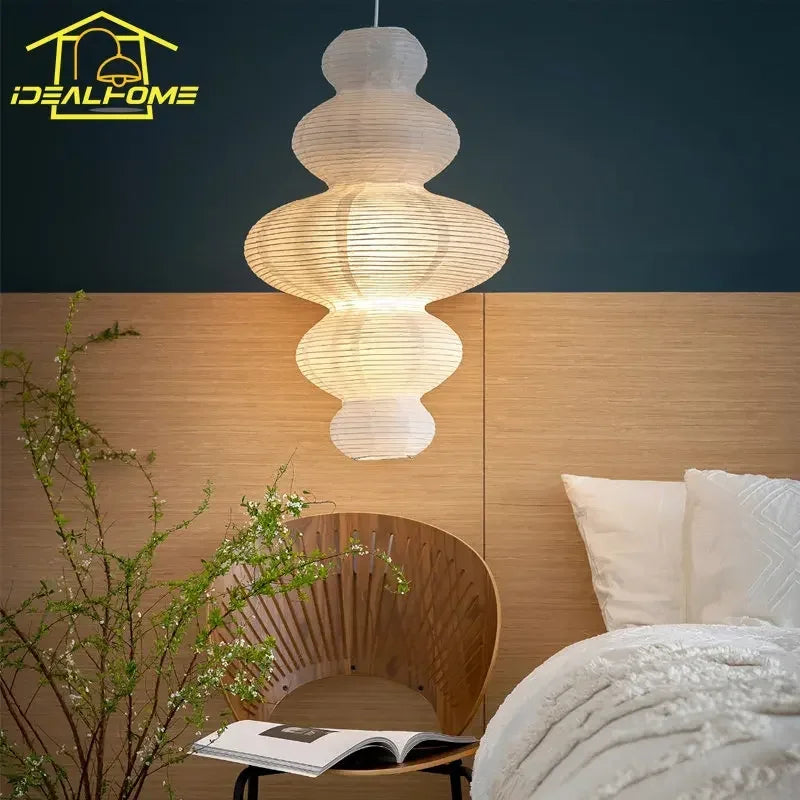 Afralia™ White Rice Paper Pendant Lights for Living/Dining Room Bedroom Hallway