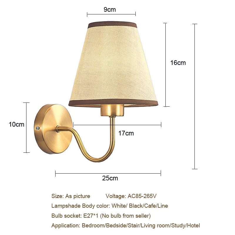 Afralia™ Gold Fabric Wall Lamp: Modern Nordic Bedroom Light Fixture for Hotel Aisle & TV Background.