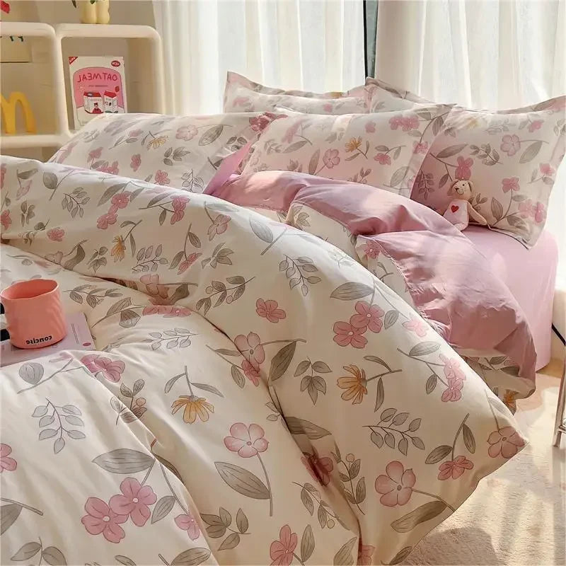 Afralia™ Small Floral Cotton Bedding Set for Soft Skin-Friendly Duvet Cover Sets