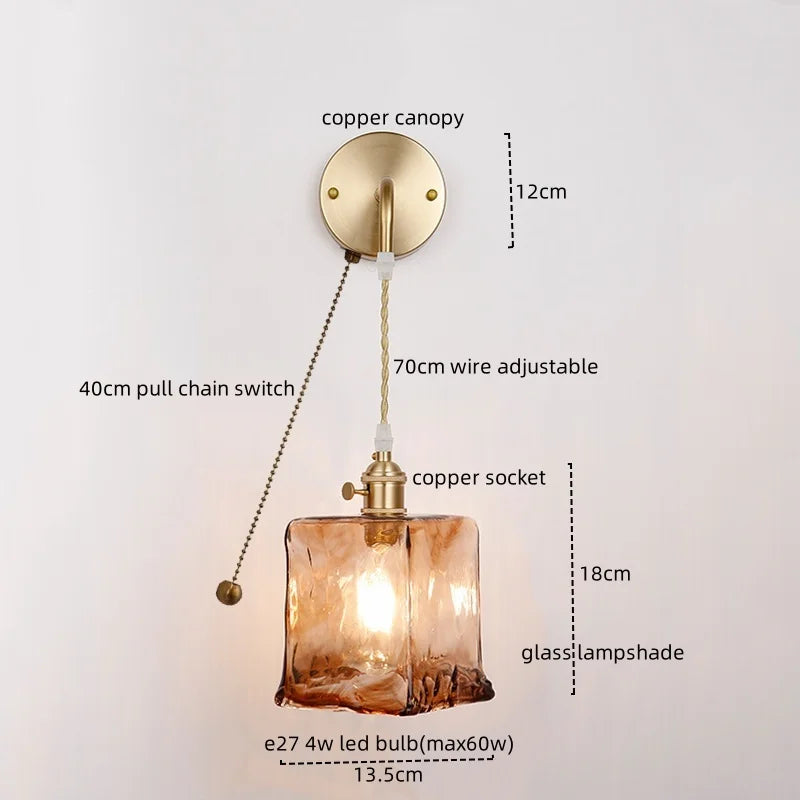 Afralia™ Copper Glass LED Wall Light for Modern Nordic Living Room Bedroom