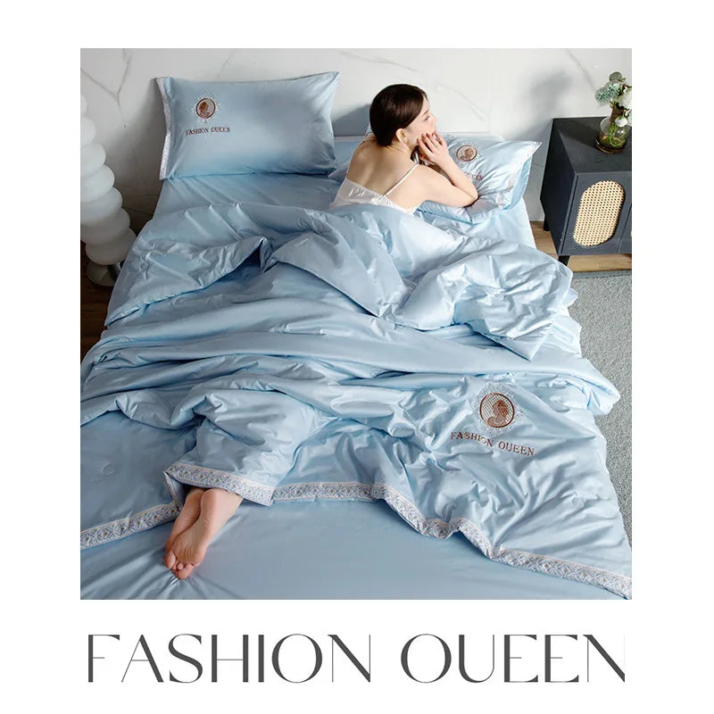 Afralia™ Summer Ice Rayon Cooling Quilted Queen Blanket - Silky Breathable Comforter