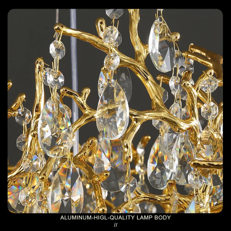 Afralia™ Luxury Luster Indoor Chandelier Lighting for Living Room, Hotel, and Restaurant