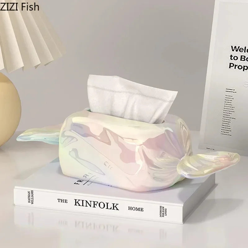 Afralia™ Colorful Candy Ceramic Tissue Box: Modern Home Decor & Coffee Table Holder