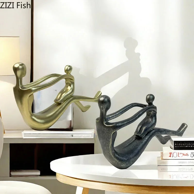 Afralia™ Abstract Family Resin Sculpture for Desk Decor and Room Aesthetic