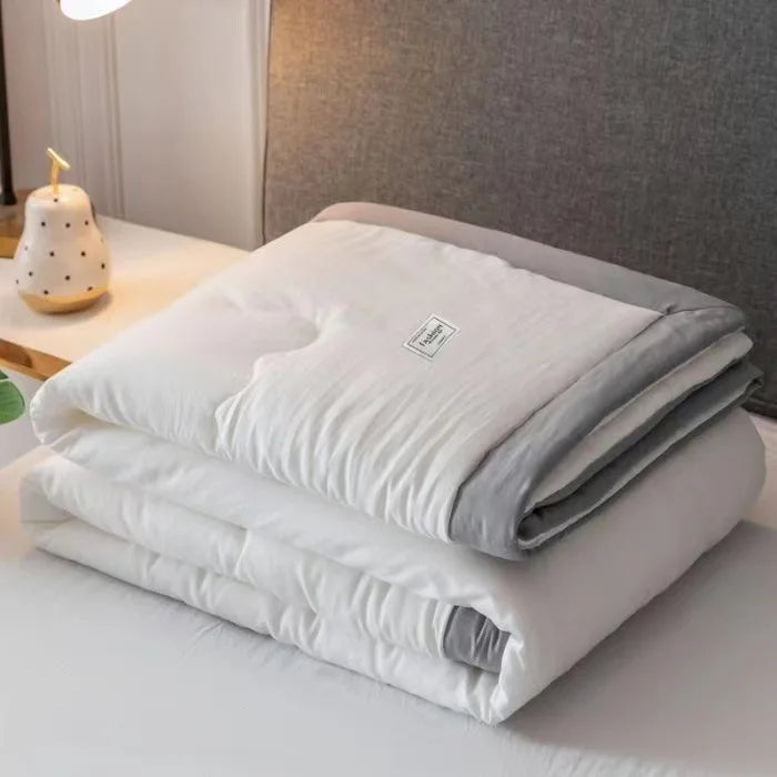 Afralia™ Cooling Cotton Quilt with Washable Core for Single Bed in Dorm