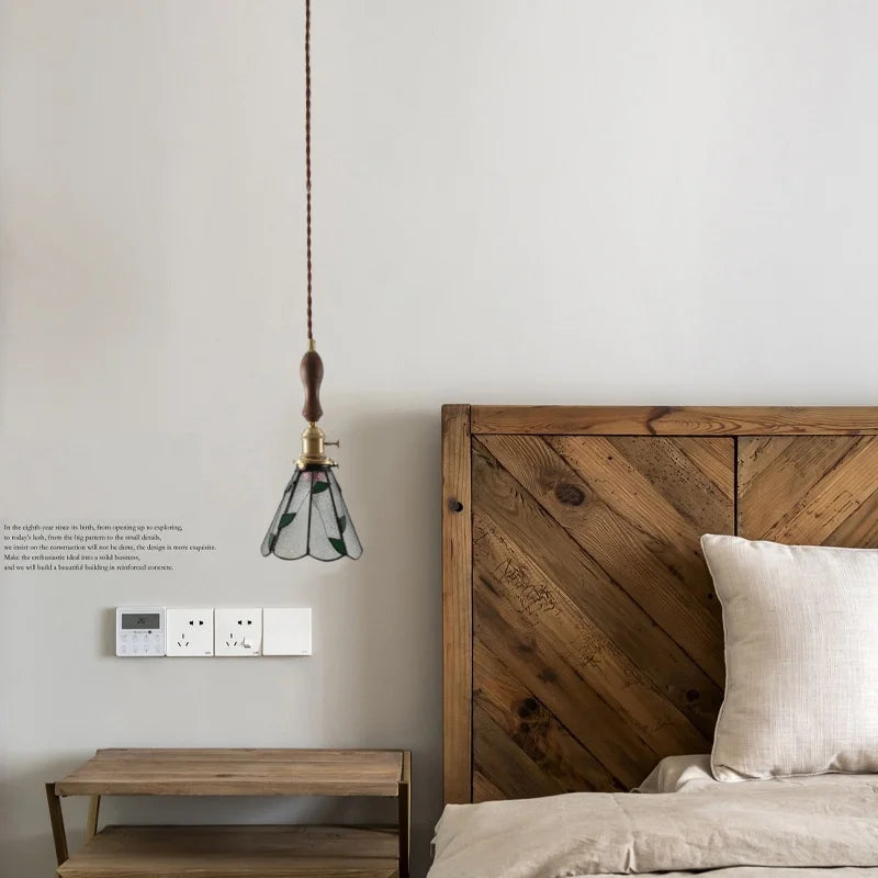 Afralia™ Glass LED Pendant Lamp Japanese Vintage Style for Home and Bar