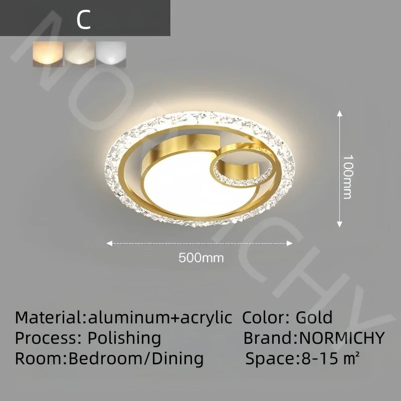 Afralia™ Minimalist Acrylic LED Ceiling Lamp, Gold Chandeliers for Modern Home Decor