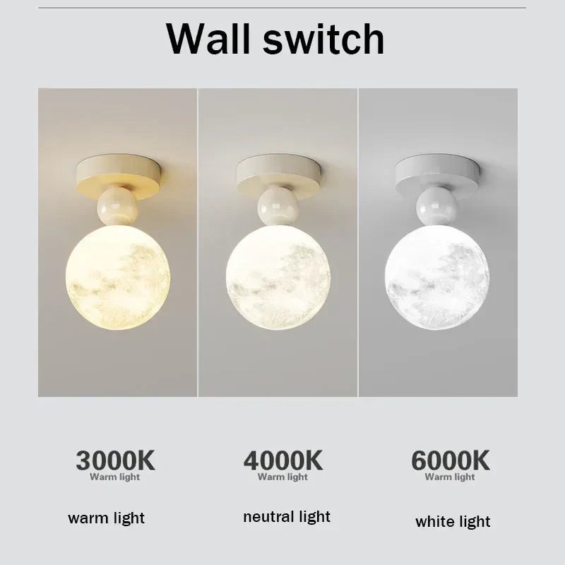 Afralia™ LED Ceiling Moon Wall Lamp Minimalist Bedroom Lighting Fixture