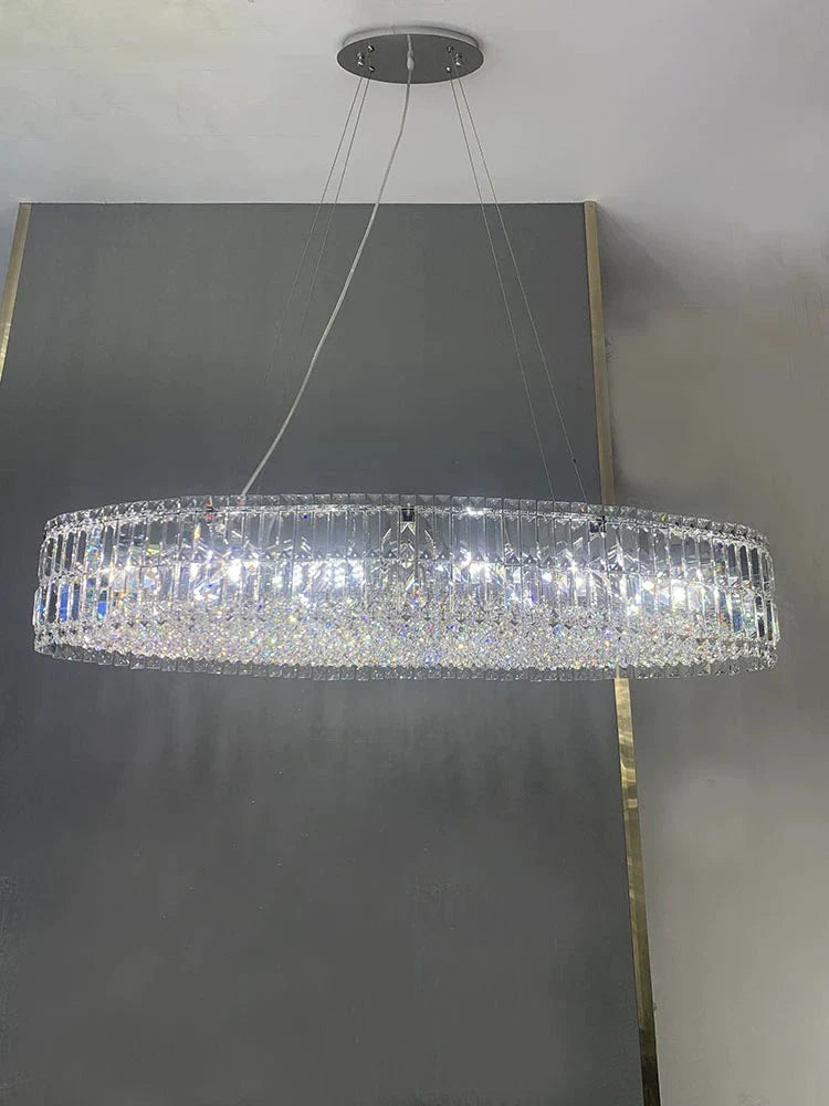 Afralia™ Retro Modern Luxury Large Crystal Chandelier LED Ceiling Hanging Lamps for Living Room