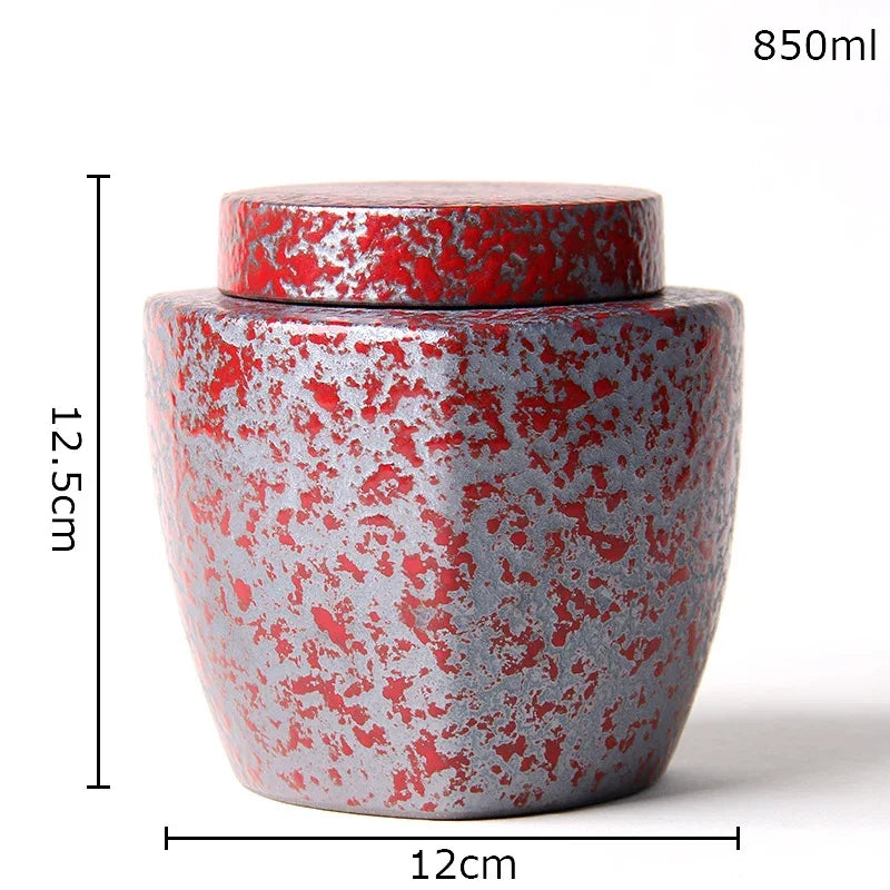 Afralia™ Ceramic Tea Canister | Sealed Coffee Storage Jar | Rough Pottery Tea Caddy