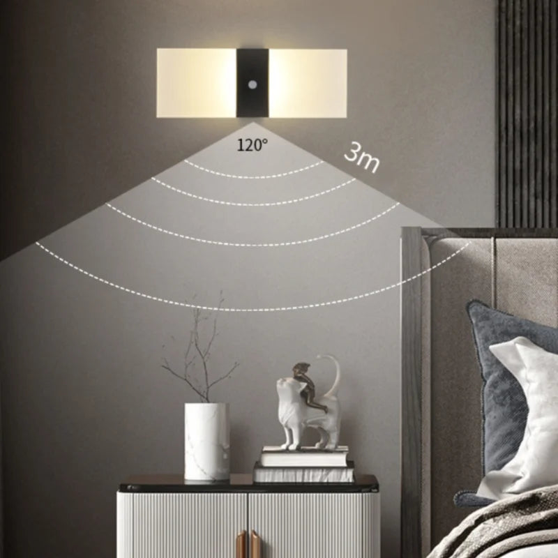 Afralia™ Motion Sensor Wall Sconce USB Rechargeable LED Light for Bedside and Corridor